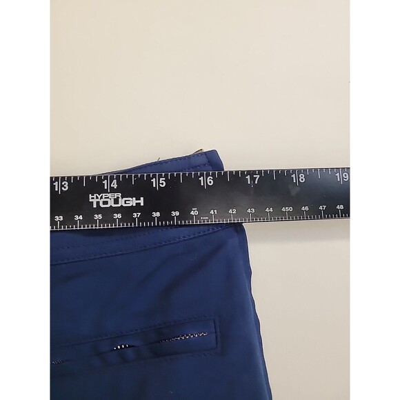 St. John Women's 10 Straight Leg Pants Gold Zipper Stretch Navy Blue Pockets - Picture 5 of 8